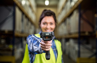 Warehouse worker with scanner